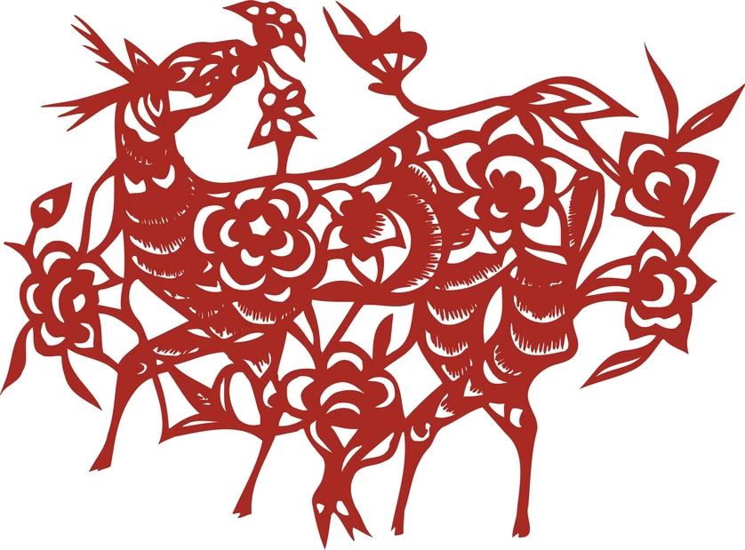 中国风中式传统喜庆民俗人物动物窗花剪纸插画边框AI矢量PNG素材【1506】